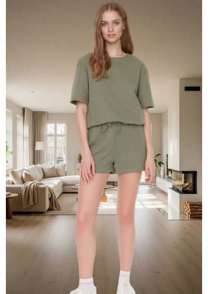 Örme Waffle Kumaş Pijama Takımı 2 Parça Rahat ve Şık Yazlık Mükemmel Uyum Zarifane Tasarım modelleri