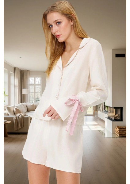 Şık ve Rahat Homewear Viskoz Pijama Takımı Boru Paça Şort Uzun Ömürlü Modern Stil