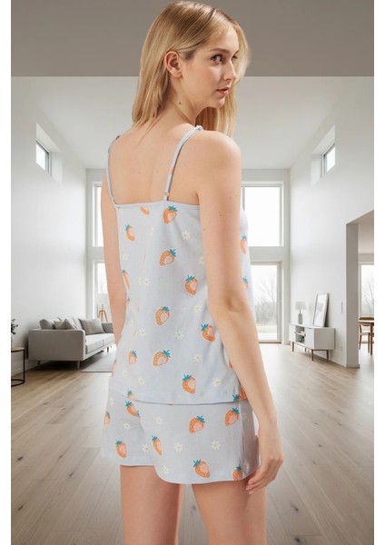 Yazlık Çilek Desenli Pamuklu Pijama Takımı Rahat Kalıp Günlük Kullanım Için Premium Kalite fiyatları
