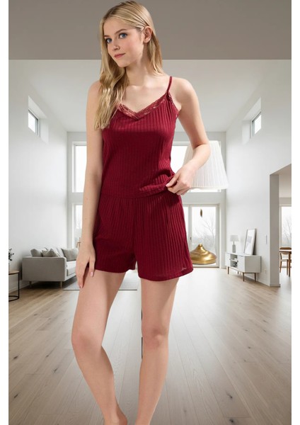 Yazlık Kadın Pijama Takımı Örme Kaşkorse Dantel Detaylı Rahat Kalıp Seçkin Malzeme fiyatları
