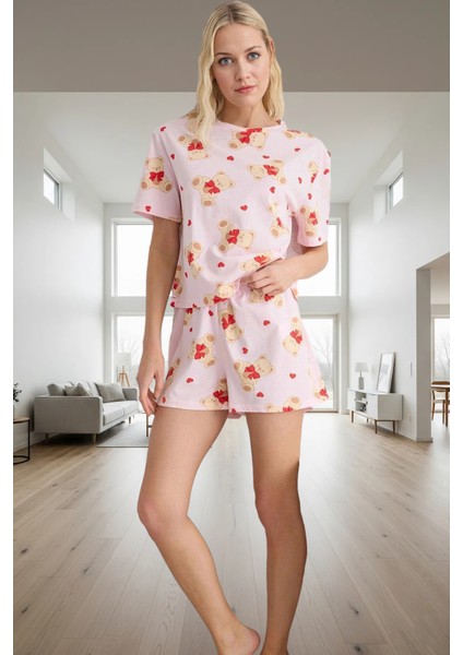 Rahat %100 Pamuklu Yazlık Pijama Takımı; Ayıcıklı Desenli Şortlu Zarifane Tasarım Şık Görünüm fiyatları