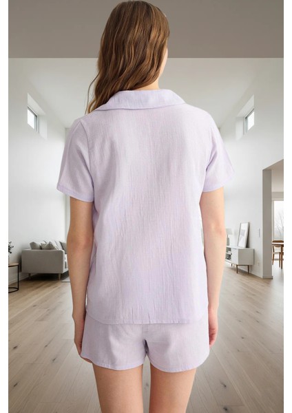 Nefes Alan %100 Pamuk Müslin Kiraz Nakışlı Şortlu Pijama Takımı Şık Görünüm Modern Stil Özel Tasarım fiyatları