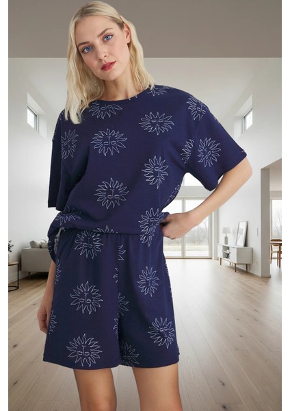 Rahat ve Şık Homewear %100 Pamuklu Güneş Desenli Pijama Takımı Profesyonel Görünüm Mükemmel Uyum modelleri