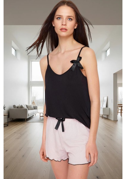 Şortlu Pijama Takımı Örme Viskoz Kumaş Puantiyeli Rahat Kalıp Yaz Için Ideal Kullanım fiyatları