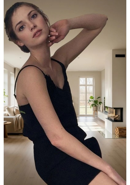 Rahat Yazlık Homewear Viskon Pijama Takımı Dantel Detay Ince Askılı Profesyonel Görünüm