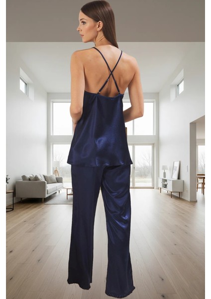 Rahat Saten Pijama Takımı Fırfırlı Ince Askılı Ev Giyim Seti Seçkin Malzeme modelleri