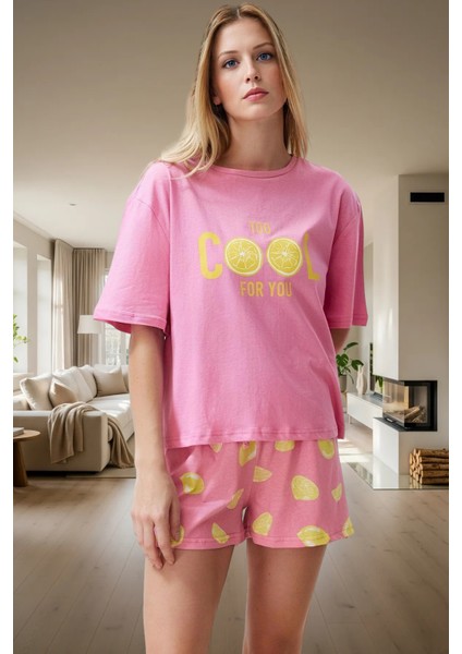 Yazlık %100 Pamuk Örme Pijama Takımı Regular Kalıp Limon Baskı Özenle Seçilmiş Zarifane Tasarım fiyatları