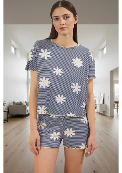 Viskoz Örme Pijama Takımı Çiçekli Desen Baby Overlok Regular Kalıp Yazlık Rahatlık Modern Stil fiyatları