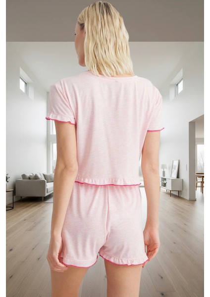 Rahat Yazlık Pijama Takımı Viskoz Süprem Örme Kumaş Fırfır Detay Modern Stil modelleri