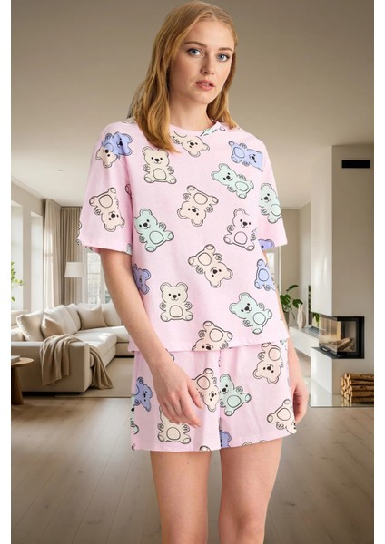 Rahat %100 Pamuklu Pijama Takımı Ayıcık Desenli Yazlık Şortlu Şık Görünüm Özenle Seçilmiş fiyatları