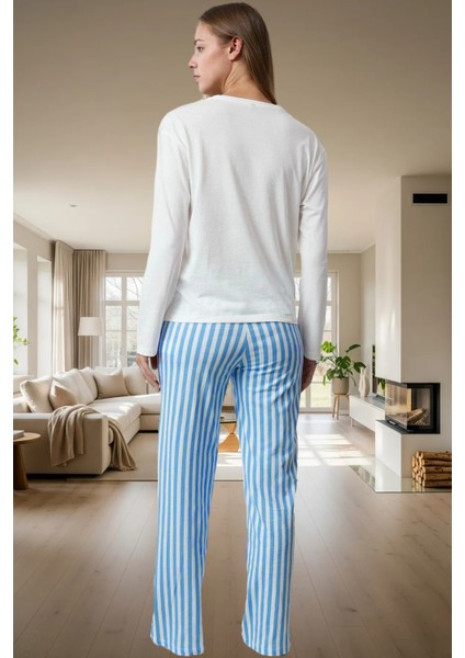 Kadın Kışlık Pijama Takımı %100 Pamuk Regular Kalıp Boru Paça Profesyonel Görünüm