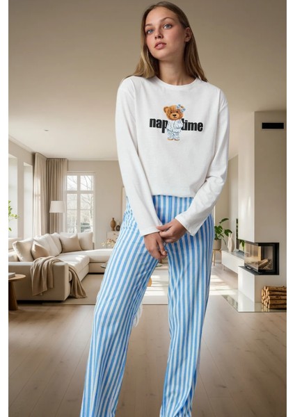 Kadın Kışlık Pijama Takımı %100 Pamuk Regular Kalıp Boru Paça Profesyonel Görünüm fiyatları