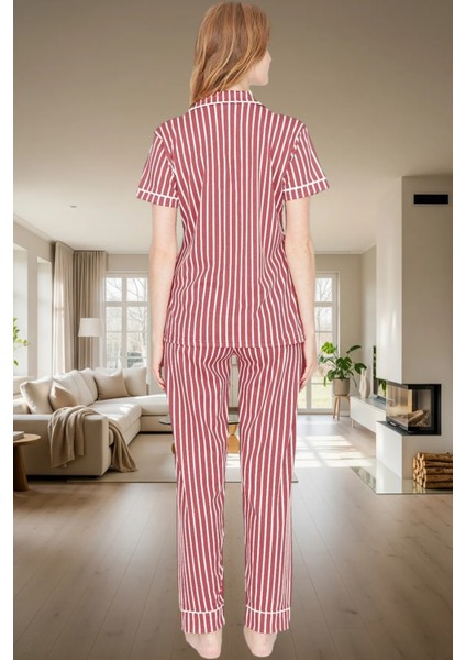 Çizgili Örme Pijama Takımı Rahat Şık ve Nefes Alabilir Özenle Seçilmiş Görünüm modelleri