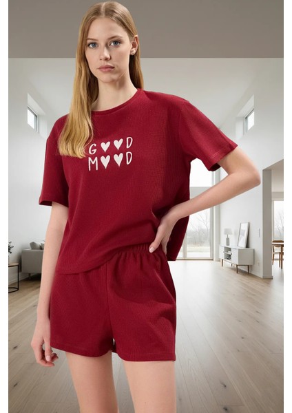 Waffle Örme Pijama Takımı Kısa Kol Boru Paça Regular Kalıp Yazlık Kaliteli Işçilik