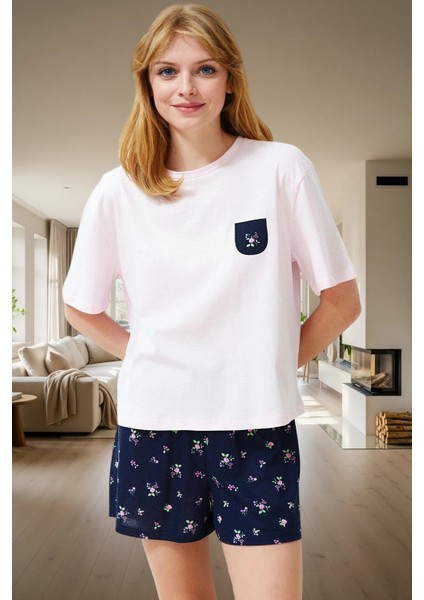 Çiçekli Viskon Örme Pijama Takımı Rahat ve Şık Yaz Uykusu Özel Tasarım Profesyonel Görünüm