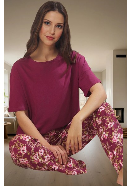 Çiçekli Örme Pamuk Pijama Takımı Ideal Ev Giyim Konforu Yüksek Kalite Uzun Ömürlü fiyatları