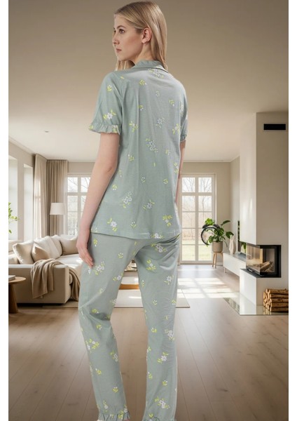 Rahat ve Şık Örme Pamuklu Çiçekli Pijama Takımı Kullanım modelleri