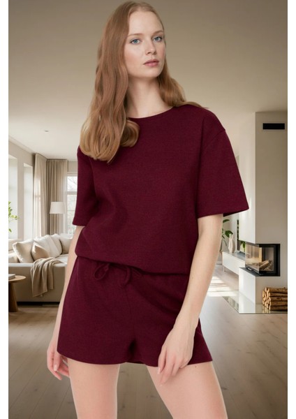 Yazlık Pijama Takımı Waffle Kumaş Örme Rahat Kalıp 2'li Mükemmel Uyum Konforlu Kesim