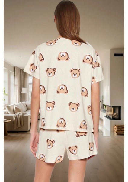Kadın %100 Pamuklu Regular Kalıp Ayıcıklı Pijama Takımı Özenle Seçilmiş Trend Tasarım modelleri