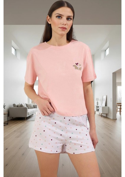 Rahat Kesim Örme Pijama Takımı %100 Pamuk Kısa Kollu Boru Paça Kullanım Konforlu