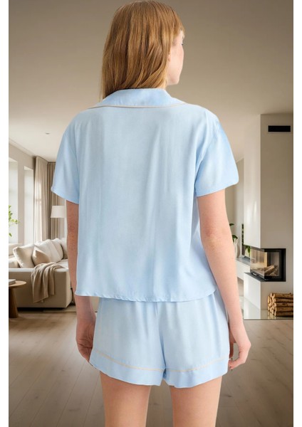 Shally Dokuma %100 Viskoz Biyeli Detaylı Rahat Ev Giyim Pijama Takımı Şık Görünüm modelleri