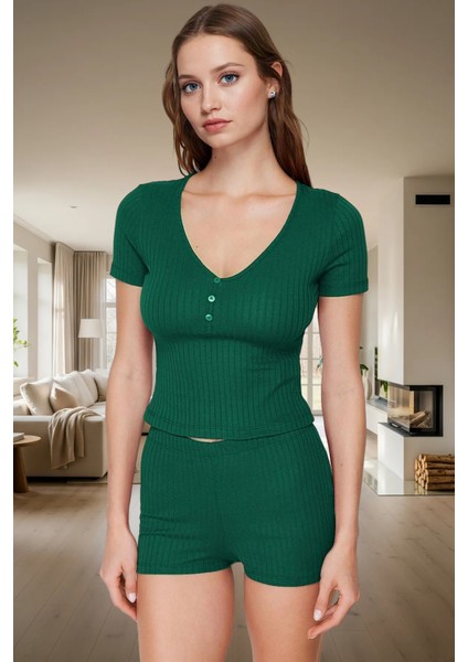 Rahat ve Şık Örme Pijama Takımı Pamuk Polyester Kısa Kollu Yaz Mevsimi Uzun Ömürlü modelleri