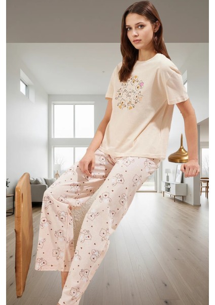 Örme Pamuklu Pijama Takımı Ayıcıklı Desenli Rahat Ev Giyim Seti Seçkin Malzeme Özel Tasarım