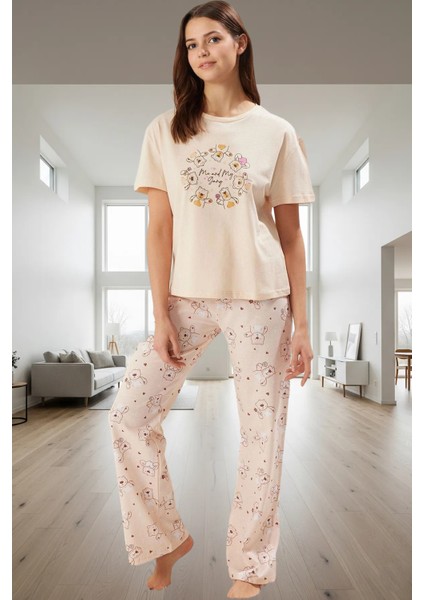 Örme Pamuklu Pijama Takımı Ayıcıklı Desenli Rahat Ev Giyim Seti Seçkin Malzeme Özel Tasarım fiyatları