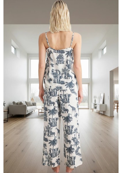 Shally Dokuma Tropikal Desenli Pijama Viskon Konfor Kaliteli Işçilik Trend Tasarım Uzun Ömürlü modelleri