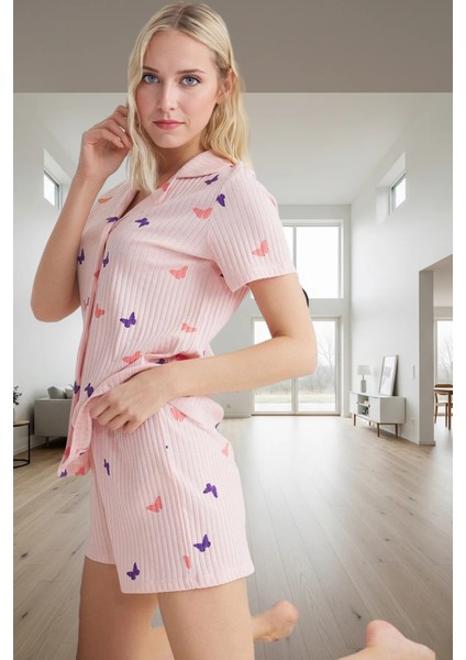 Rahat Örme Pijama Takımı Çok Kelebek Desenli ve Şık Kaliteli Işçilik Uzun Ömürlü