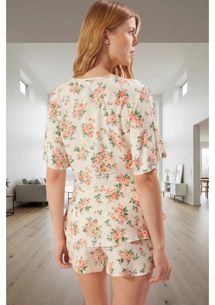 Rahat Viskon Pijama Takımı Çok Çiçek Desenli Yazlık Ev Giyim Seti ve Şık modelleri