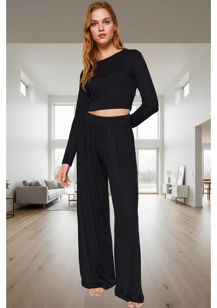 Rahatlığıyla Büyüleyecek Pijama Takımı Viskon Örme Geniş Paça Yüksek Bel Kalite fiyatları