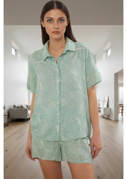 Hayvan Desenli Viskoz Pijama Takımı Shally Kumaş Regular Kalıp Yazlık Zarifane Tasarım fiyatları
