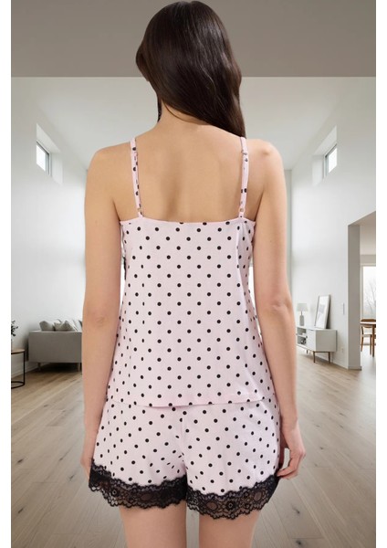Yazlık %100 Pamuklu Pijama Takımı Puantiyeli Dantel Detay Rahat Kullanım ve Şık modelleri