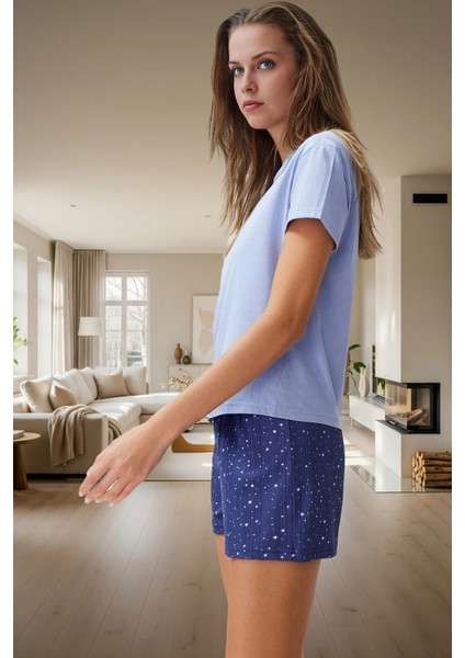Yazlık %100 Pamuk Pijama Rahat Kesim ve Yıldız Desenli Seçkin Malzeme Günlük Kullanım Için