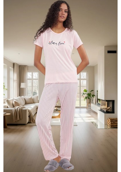 Rahat Kesim 2li Pijama Takımı Örme Kumaş Çizgili Desen Seçkin Malzeme Premium Kalite