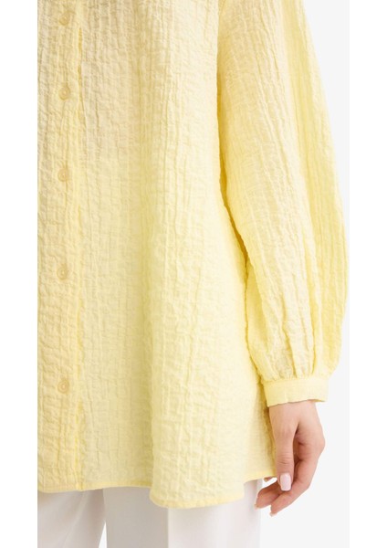 Relax Fit Bisiklet Yaka Gofre Dokulu Uzun Kollu Tunik D4145AX25AU indirimleri