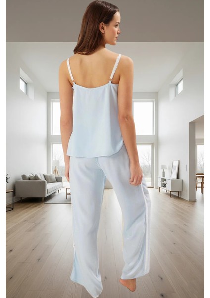 Rahat Ev Giyim 2li Pijama Takımı Viskoz Poplin Kumaş Ince Askılı Premium Kalite Modern Stil modelleri