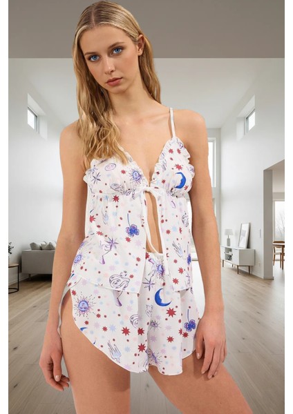 Yazlık Galaksi Desenli Shally Pijama Takımı Rahat ve Şık Kullanım Uzun Ömürlü fiyatları