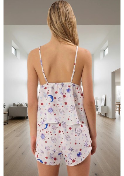Yazlık Galaksi Desenli Shally Pijama Takımı Rahat ve Şık Kullanım Uzun Ömürlü modelleri