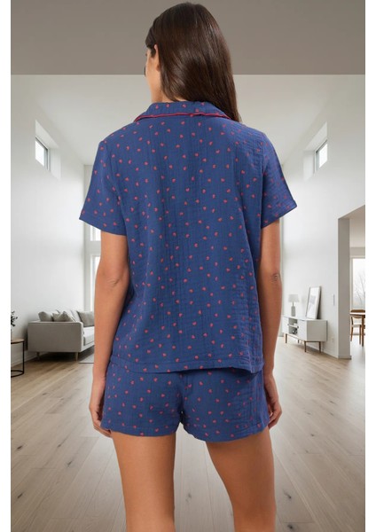Kalpli Desenli %100 Pamuk Müslin Pijama Takımı Yazlık Rahat Uyku Özenle Seçilmiş fiyatları