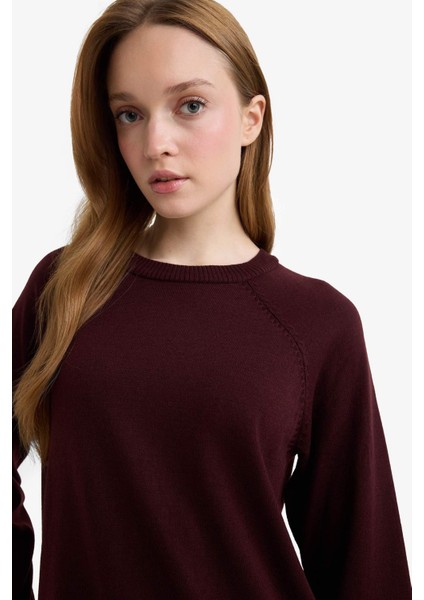 Regular Fit Bisiklet Yaka Basic Düz Triko Kazak Tunik C4474AX25WN indirimleri