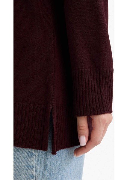 Regular Fit Bisiklet Yaka Basic Düz Triko Kazak Tunik C4474AX25WN