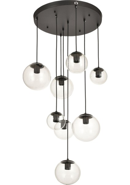 Pigaro 8 li Şeffaf Camlı Salon Oturma Odası Modern Sarkıt Avize - (Siyah Kasa) fiyatları