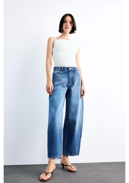 Wide Baggy Fit Yıkamalı Jean Pantolon F7501AX25SM modelleri
