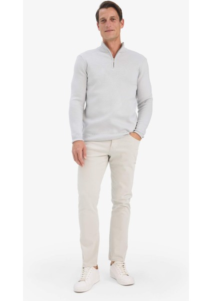 Standart Fit Normal Kesim Dik Yaka Yarım Fermuarlı Basic Düz Triko Kazak A5184AX25AU fiyatları