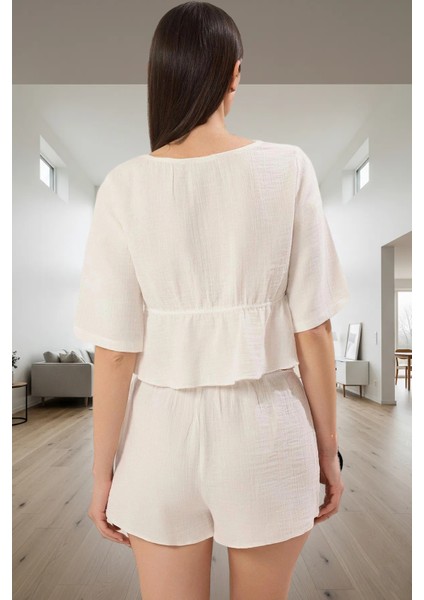 Rahat Müslin Pijama Takımı %100 Pamuk Yazlık Lounge Seti Zarifane Tasarım Dayanıklı Malzeme fırsatları