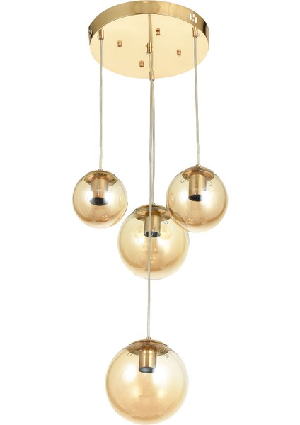 Pigaro 4 lü Bal Renk Camlı Salon Oturma Odası Modern Sarkıt Avize - (Gold Kaplama) fiyatları