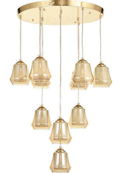 Venita 10 lu Bal+Beyaz Çift Camlı Salon Oturma Odası Modern Sarkıt Avize - (Gold Kaplama) fiyatları