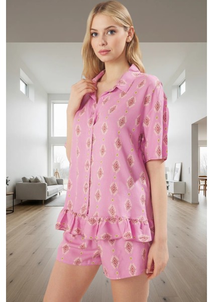 Yazlık Homewear Pijama Takımı; Etnik Desenli Viskon Kumaş Modern Stil Özel Tasarım